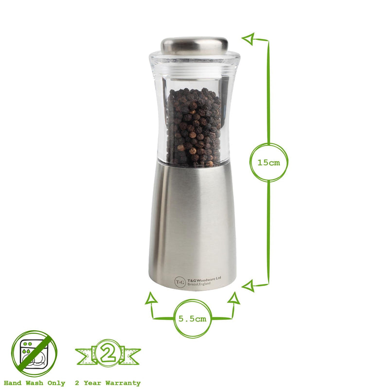 Apollo Stainless Steel Pepper Mill - Clear - By T&G