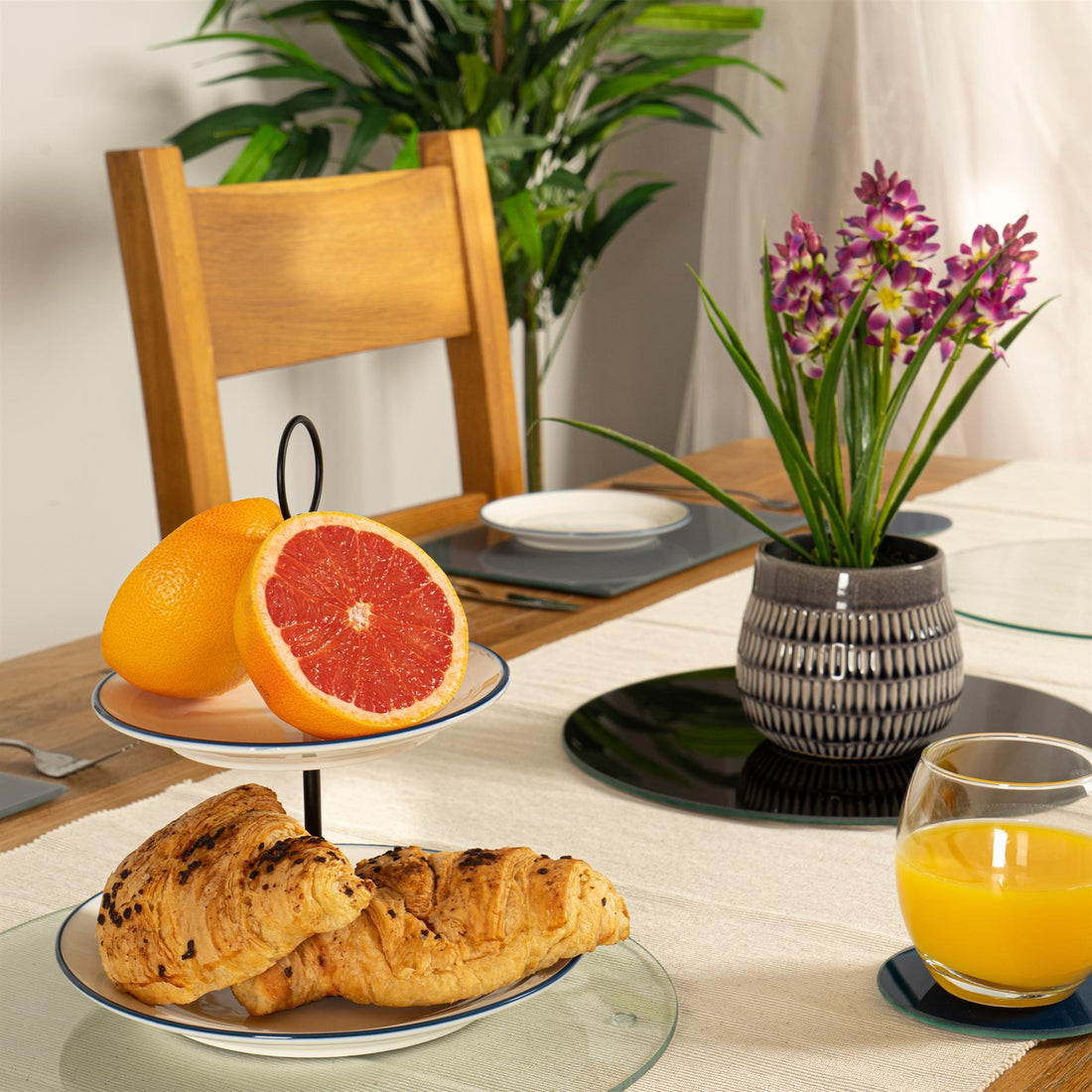 12pc Clear Round Glass Placemats &amp; Square Coasters Set