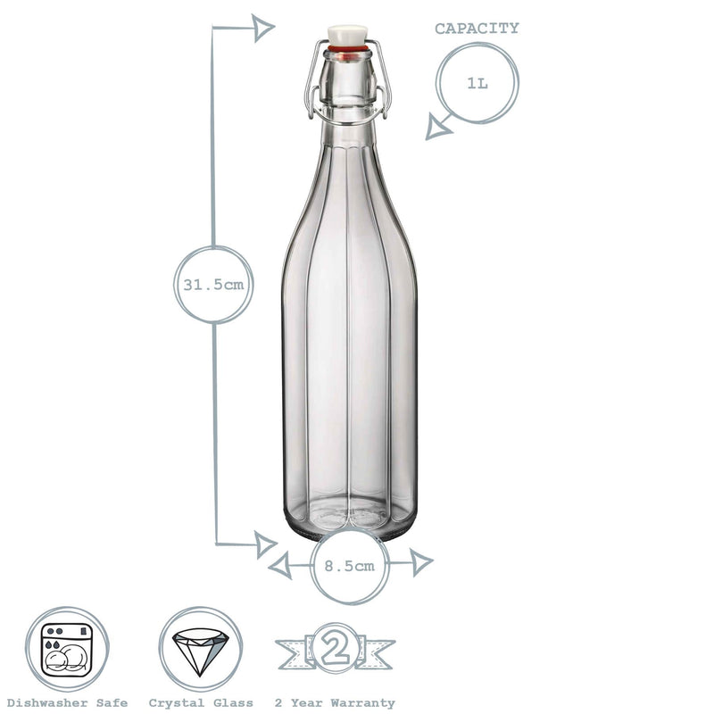 1L Oxford Glass Swing Top Bottle - By Bormioli Rocco