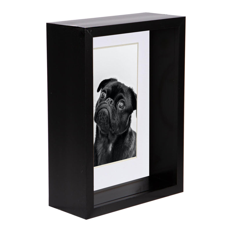 5" x 7" Black 3D Deep Box Photo Frame - with 4" x 6" Mount - By Nicola Spring