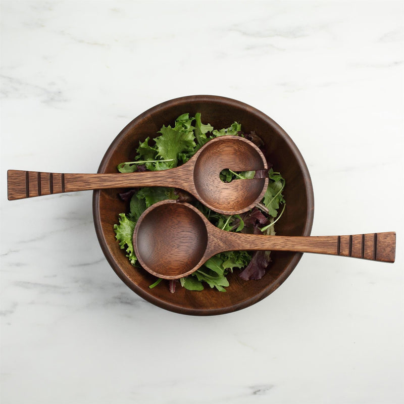 29cm Deco Wooden Salad Servers - Brown - By T&G