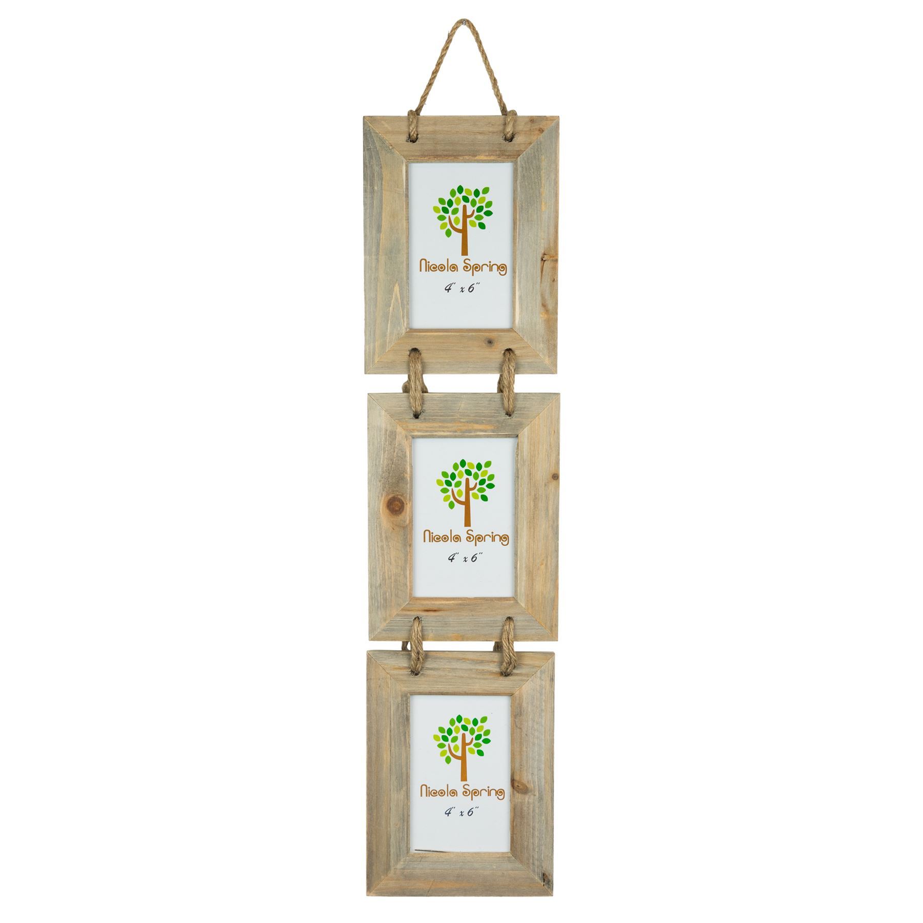 4" x 6" Wooden Hanging Triple Photo Frame