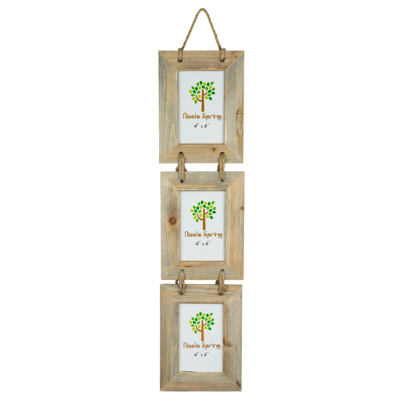 Nicola Spring Triple Wooden 3 Photo Hanging Picture Frame - 4 x 6