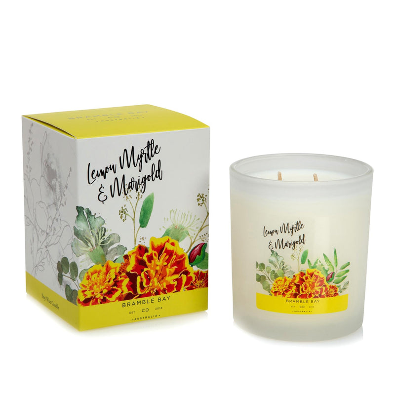 300g Lemon Myrtle & Marigold Bath & Body Soy Wax Scented Candle - By Bramble Bay