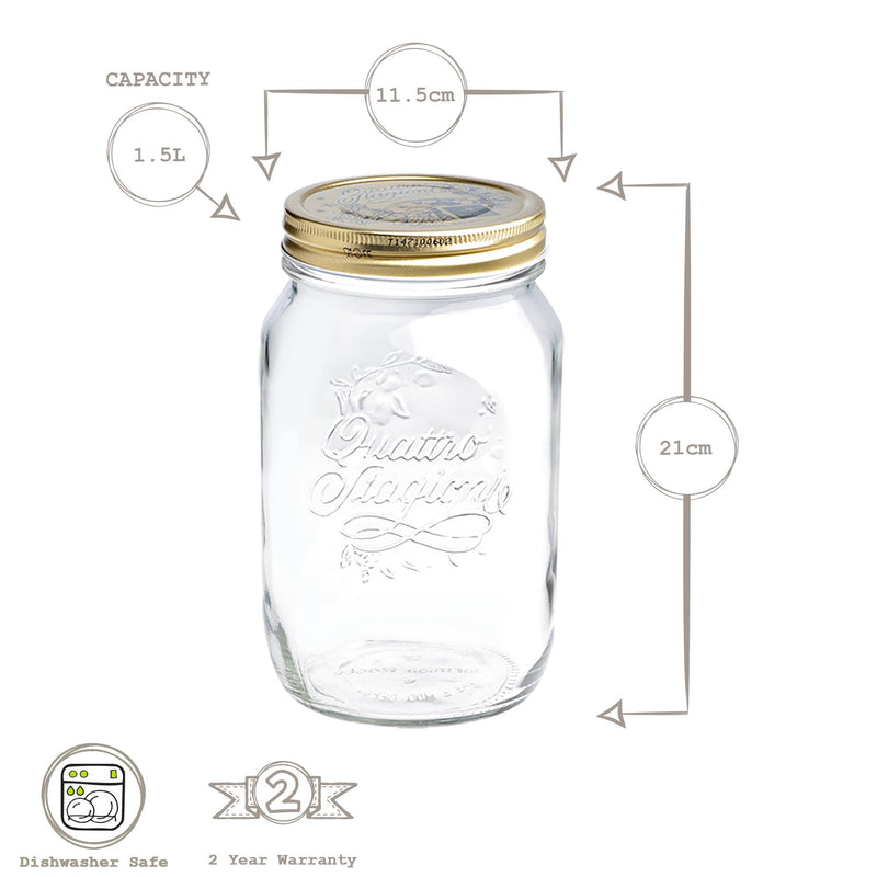 1.5L Quattro Stagioni Glass Storage Jar - By Bormioli Rocco