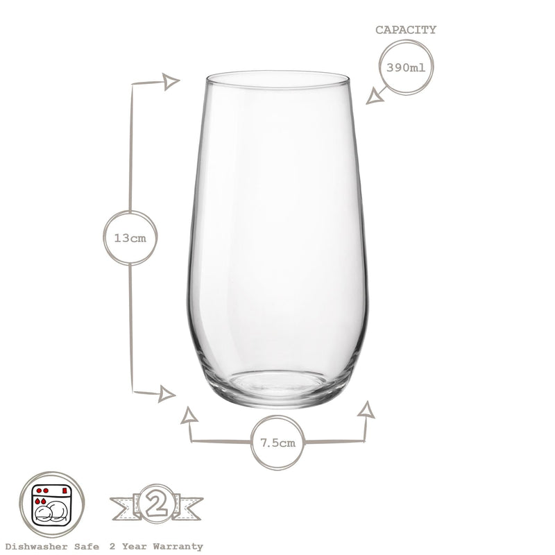 390ml Electra Highball Glasses - Pack of 6 - By Bormioli Rocco