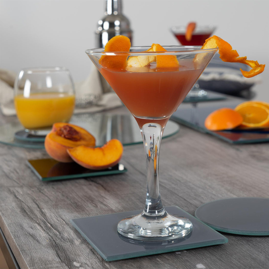 Grey Square Glass Coasters - Pack of 6