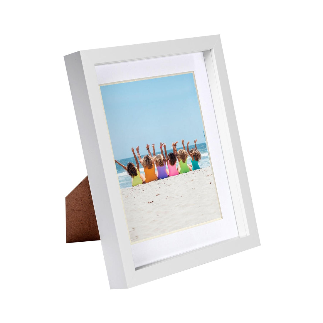 White 8" x 10" Shadow Box Photo Frame with White Frame Spacer and 5" x 7" White Mount