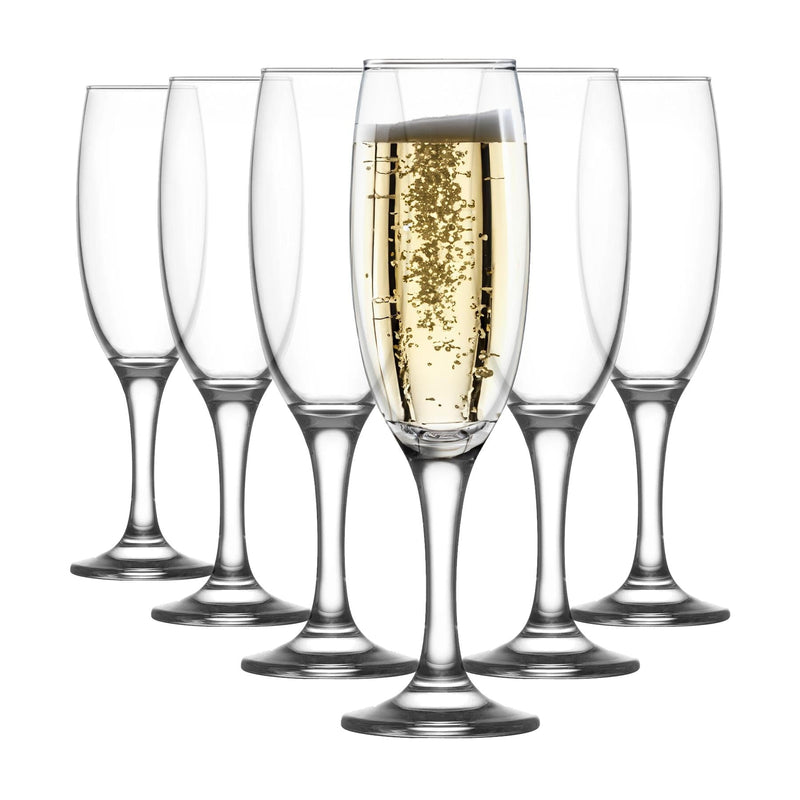220ml Empire Glass Champagne Flutes - Pack of 6 - By LAV
