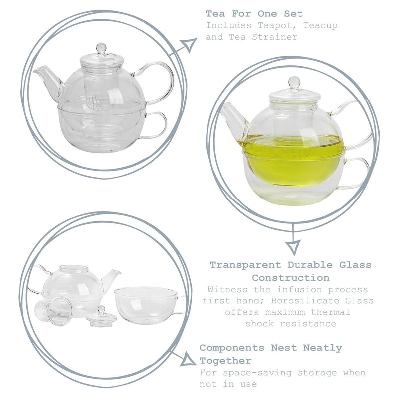 550ml Glass Tea For One Set - By Argon Tableware