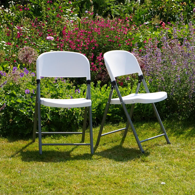 White Steel Folding Trestle Chairs - Pack of Two - By Harbour Housewares