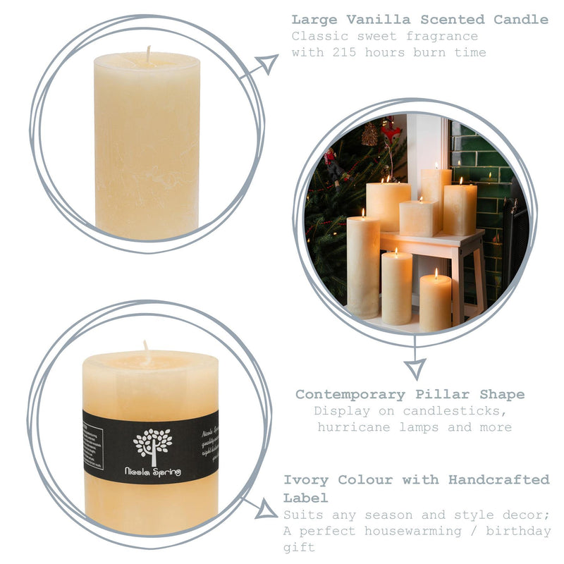 30cm Vanilla Round Pillar Candle - By Nicola Spring