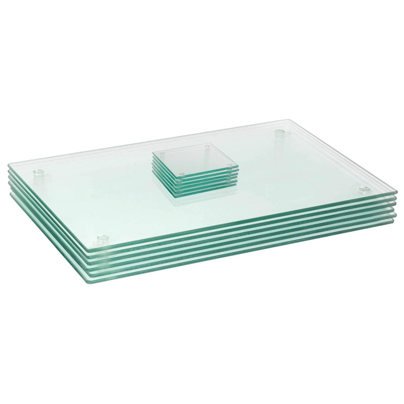 12pc 50cm x 40cm Glass Placemats & Coasters Set - By Harbour Housewares
