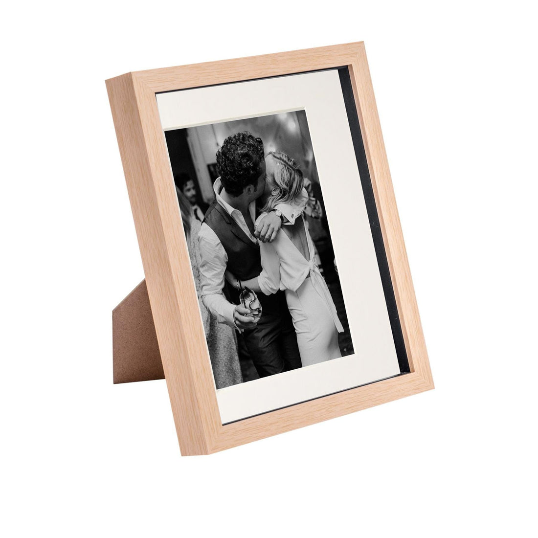 Light Wood 8" x 10" Shadow Box Photo Frame with 5" x 7" Ivory Mount