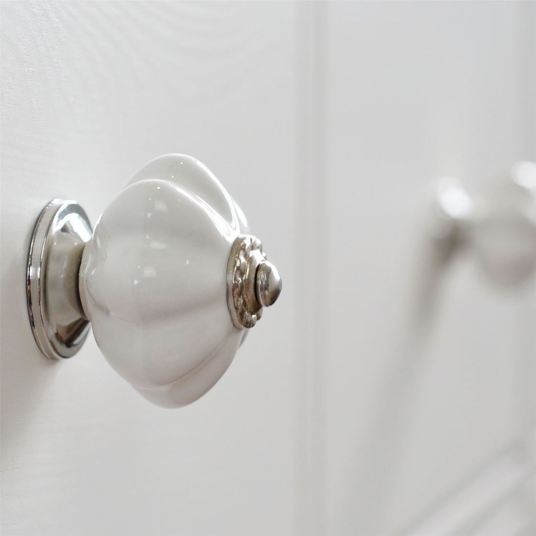 White 45mm Floral Ceramic Cabinet Knob
