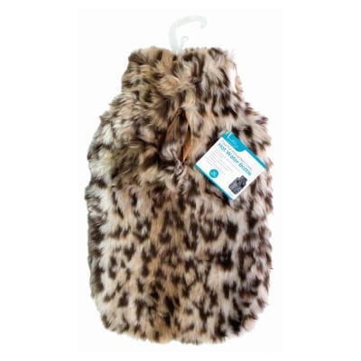 1.8L Hot Water Bottle & Faux Fur Animal Print Cover - By Ashley
