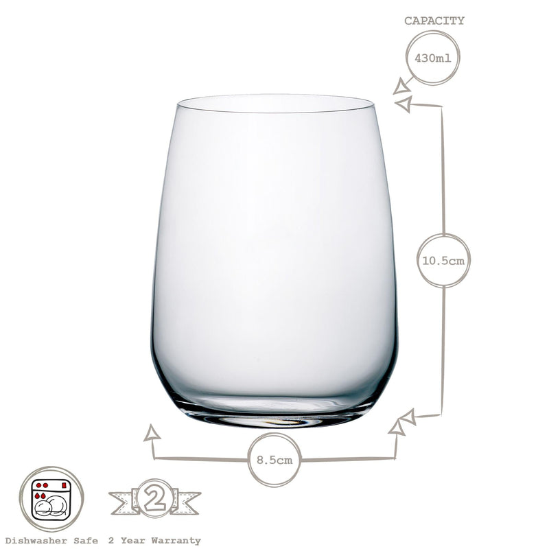 430ml Restaurant Glass Tumblers - Pack of 6 - By Bormioli Rocco
