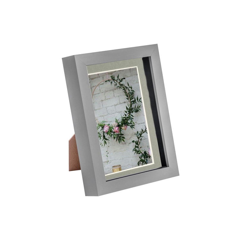 5" x 7" Grey 3D Box Photo Frame - with 4" x 6" Mount - By Nicola Spring