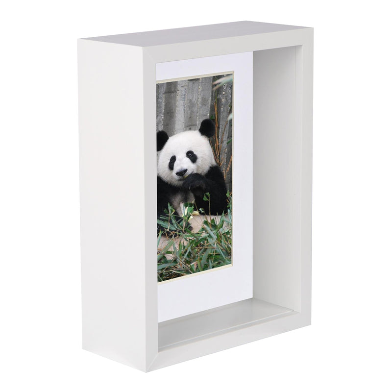 5" x 7" White 3D Deep Box Photo Frame - with 4" x 6" Mount - By Nicola Spring