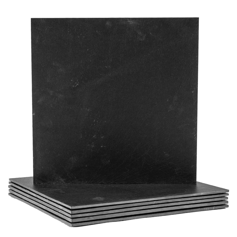 33cm Black Square Linea Slate Placemats - Pack of Six - By Argon Tableware