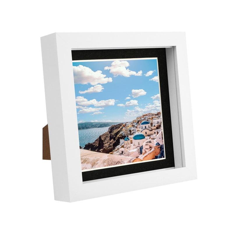 6" x 6" White 3D Box Photo Frame with 4" x 4" Mount - By Nicola Spring