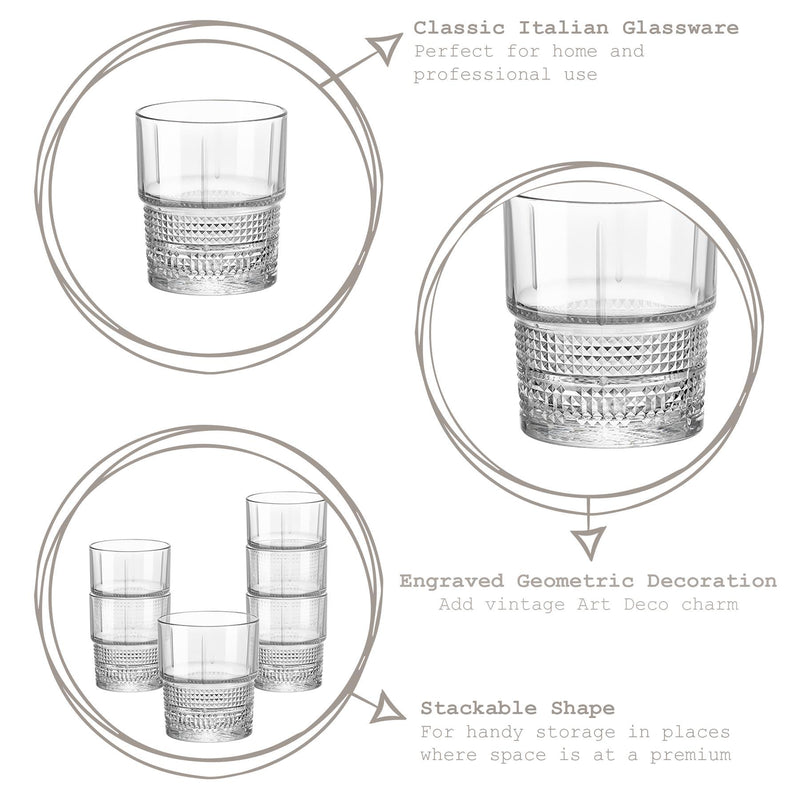 370ml Bartender Novecento Whisky Glasses - Pack of Six - By Bormioli Rocco