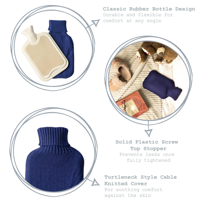 2L Knitted Hot Water Bottle & Cover Set - By Nicola Spring