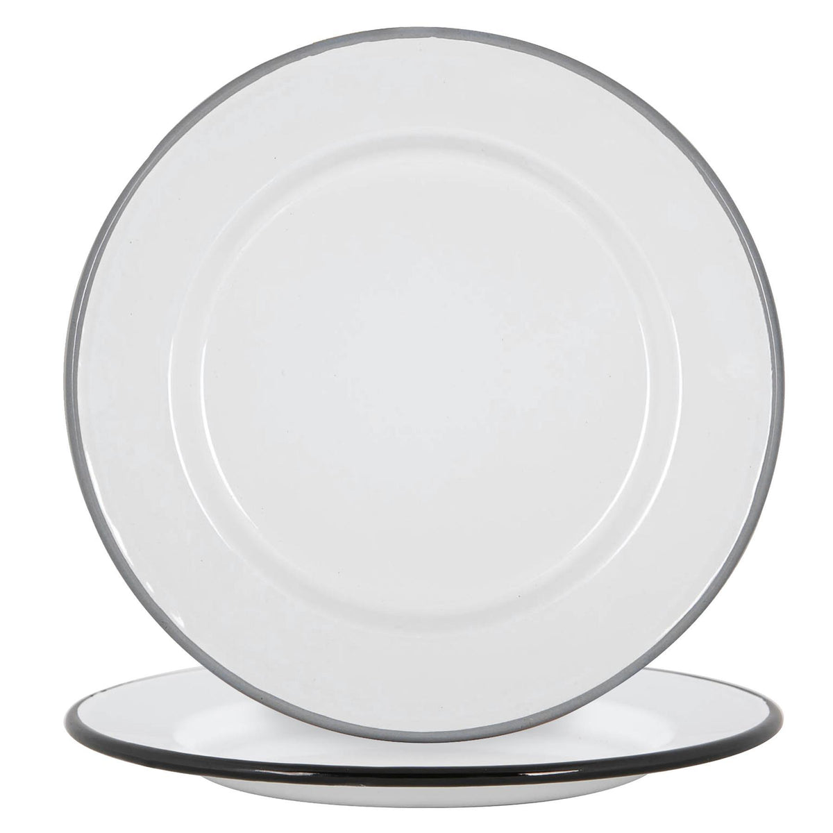 25.5cm Black Grey Enamel Dinner Plates Pack Four