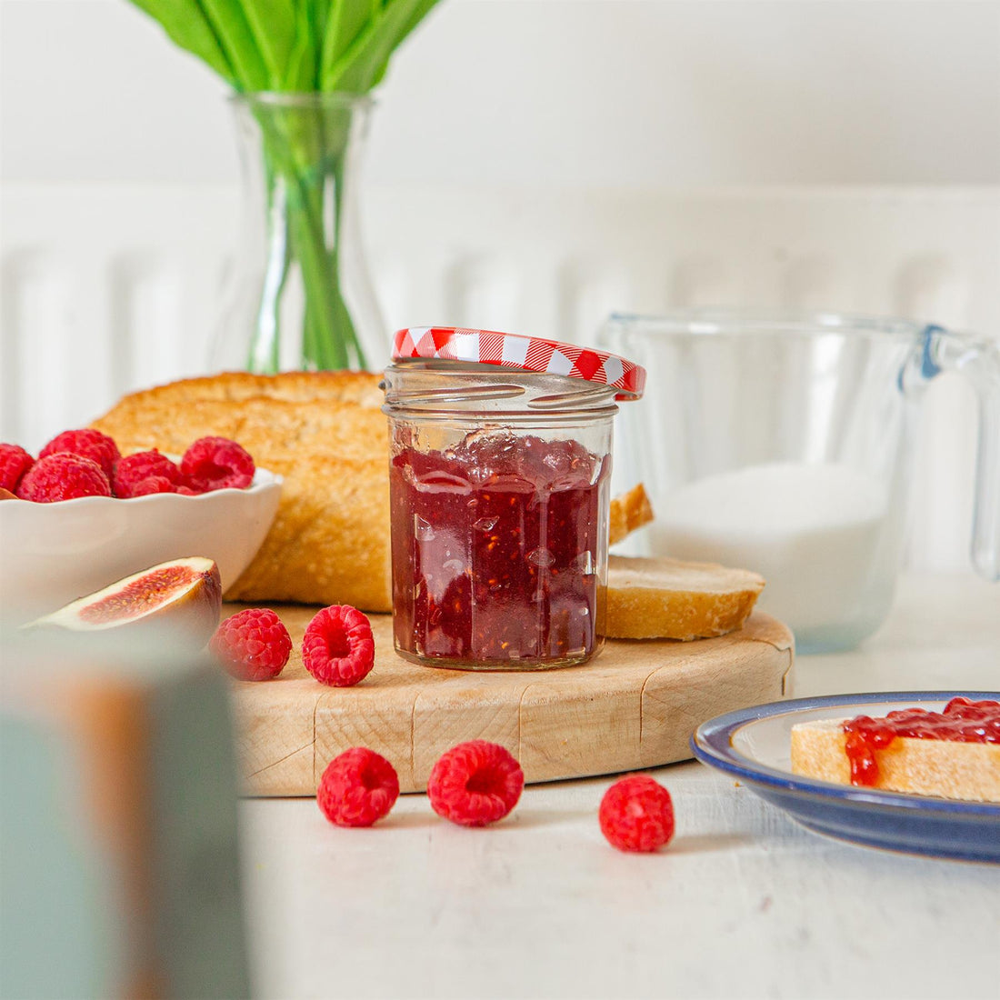 150ml Octagonal Glass Jam Jars with Red Gingham Lids - Pack of 6