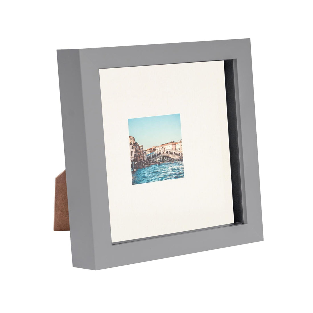 Grey 6" x 6" Shadow Box Photo Frame with 2" x 2" Ivory Mount