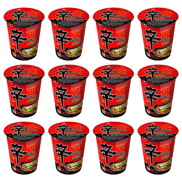 Shin Ramyun 68g Cup Instant Noodles - Pack of 12 - By Nongshim
