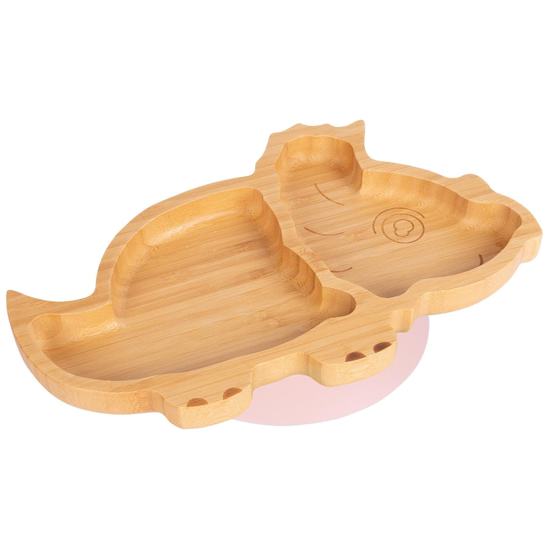 Dani the Dinosaur Bamboo Plate with Pastel Pink Suction Base