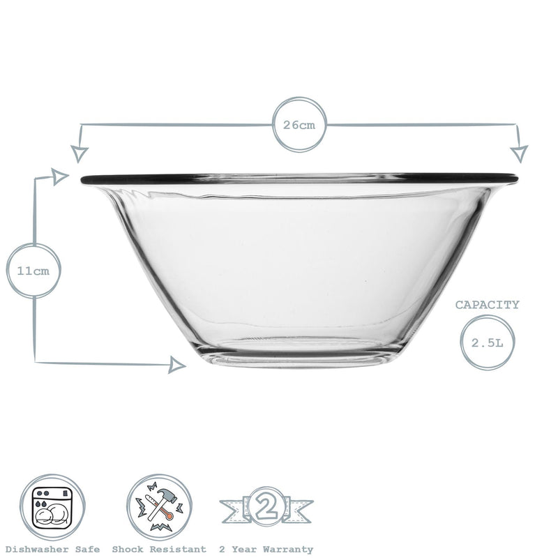2.5L Clear Mr Chef Glass Nesting Mixing Bowl - By Bormioli Rocco