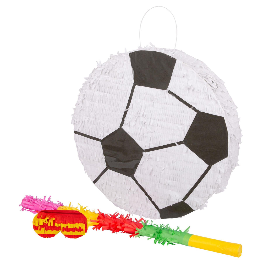 3-Piece Large Football Pinata Set with Multicoloured Stick &amp; Blindfold
