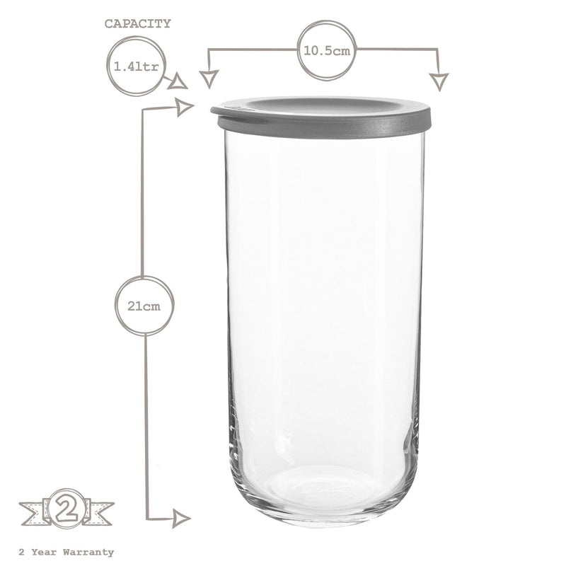 1.4L Duo Glass Storage Jar with Silicone Lid - Pack of Two - By LAV