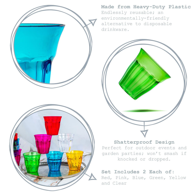 Plastic Rainbow Drinking Tumblers - Pack of 12 Rink Drink Plastic Glassware