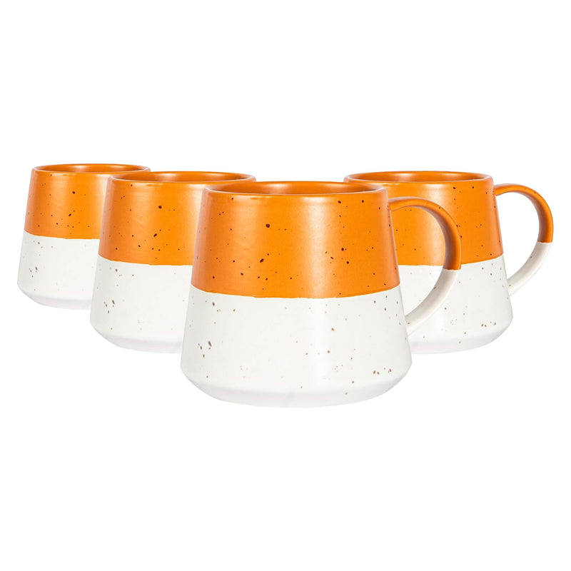 370ml Ceramic Dipped Flecked Belly Coffee Mugs - Pack of Four - By Nicola Spring