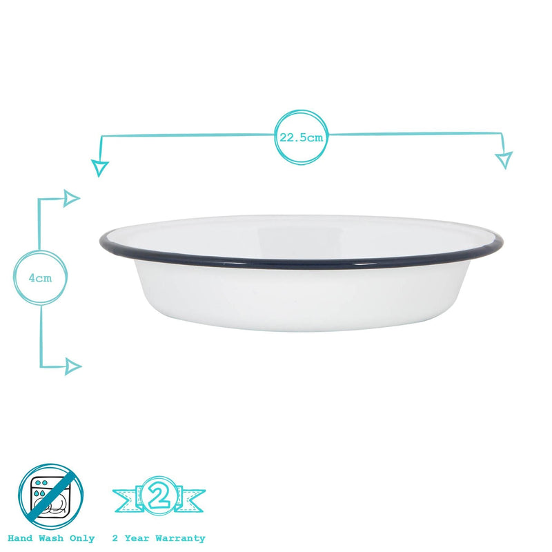 22.5cm White Enamel Soup Plate - By Argon Tableware