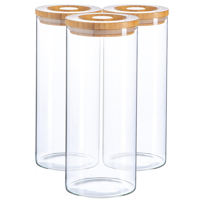 1.5L Scandi Storage Jars with Carved Wooden Lids - By Argon Tableware