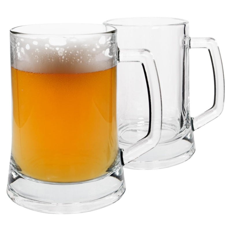500ml Glass Beer Mugs - Pack of 2 - By Rink Drink