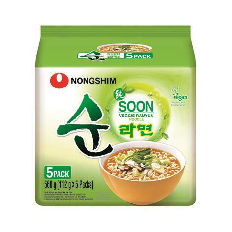 Soon Veggie 112g Instant Noodles - Pack of 5 - By Nongshim