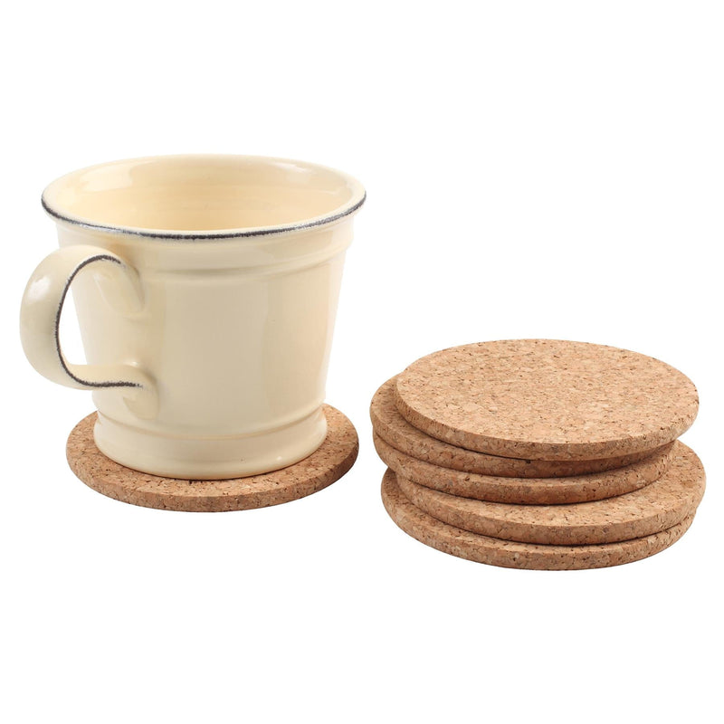 10cm FSC Round Cork Coasters - Brown - Pack of 6  - By T&G