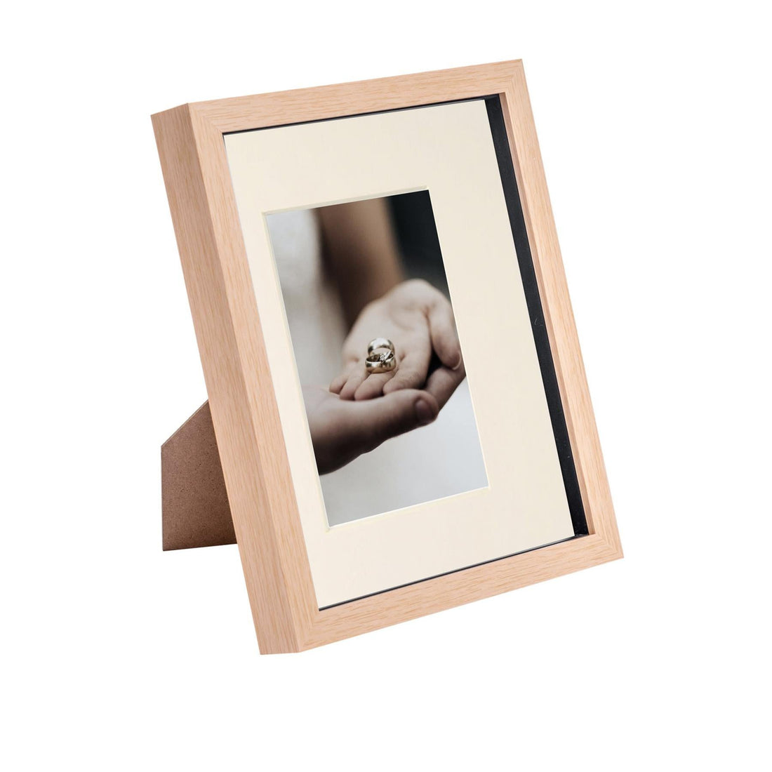 Light Wood 8" x 10" Shadow Box Photo Frame with 4" x 6" Ivory Mount