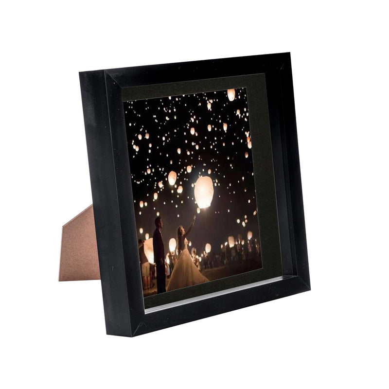 8" x 8" Black 3D Box Photo Frame - with 6" x 6" Mount - By Nicola Spring