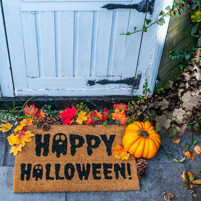 60cm x 40cm Ghost Happy Halloween Coir Door Mat - By Nicola Spring