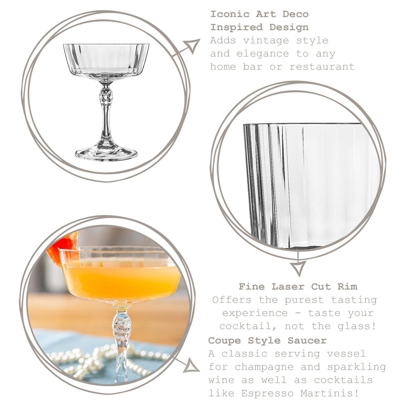 275ml America '20s Champagne Cocktail Saucers - Pack of Six - By Bormioli Rocco