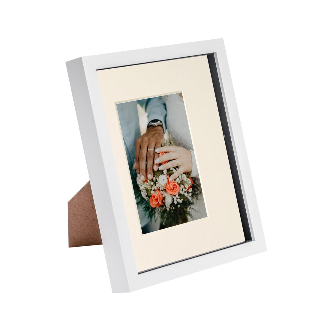 White 8" x 10" Shadow Box Photo Frame with 4" x 6" Ivory Mount