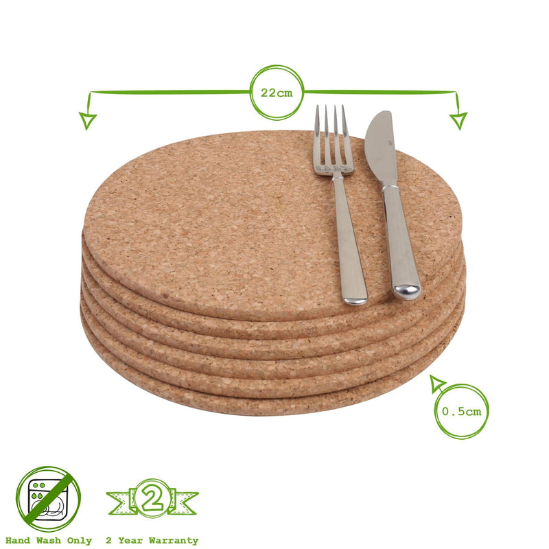 12pc FSC Round Cork Placemats & Coasters Set - Brown - By T&G