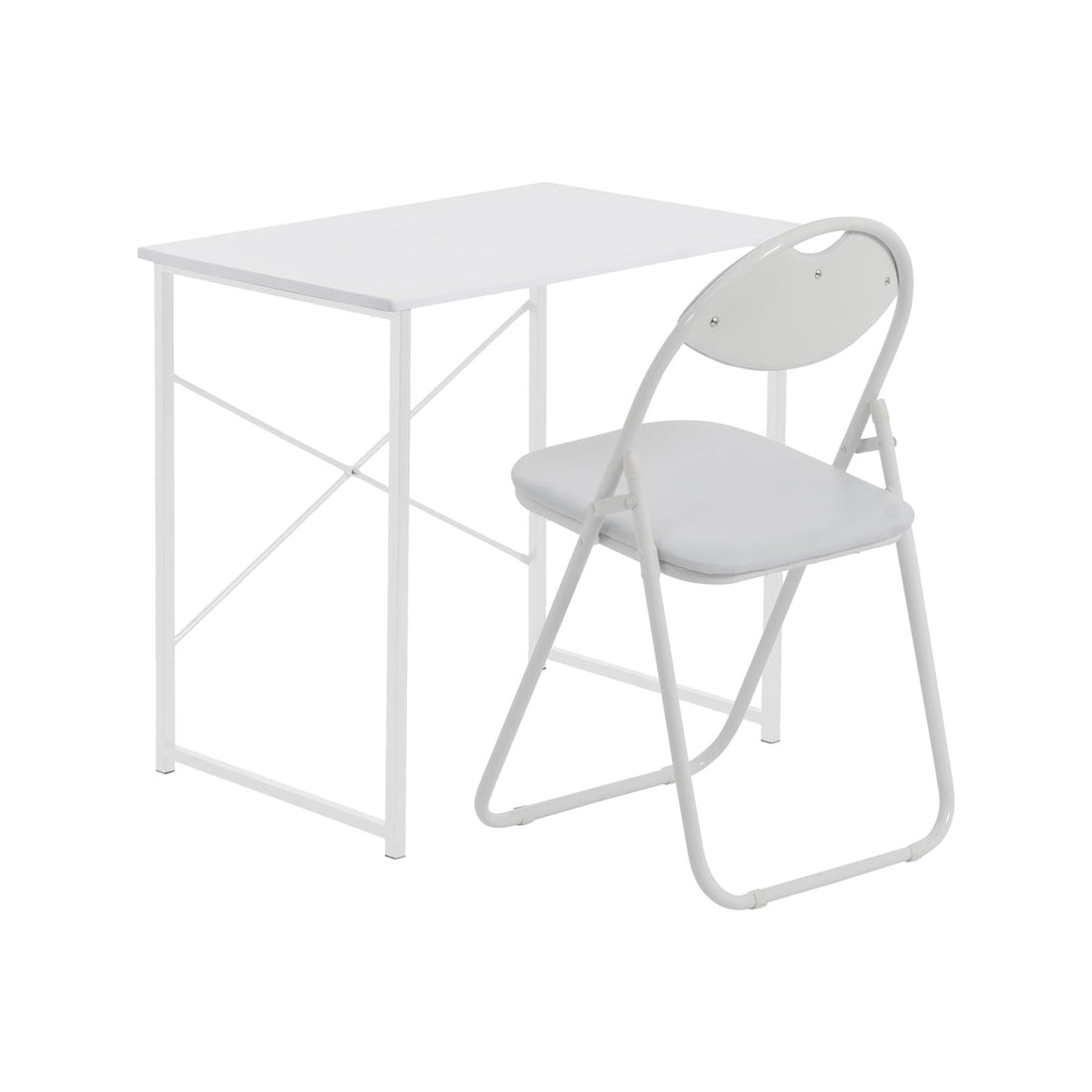 2-Piece Industrial Office Desk &amp; Chair Set - All White