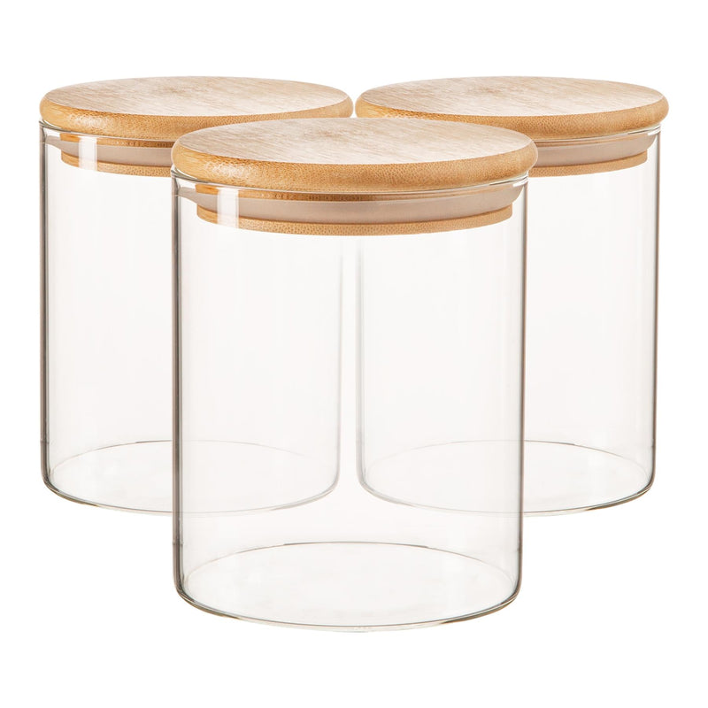 750ml Scandi Storage Jars with Wooden Lids - Pack of Three - By Argon Tableware